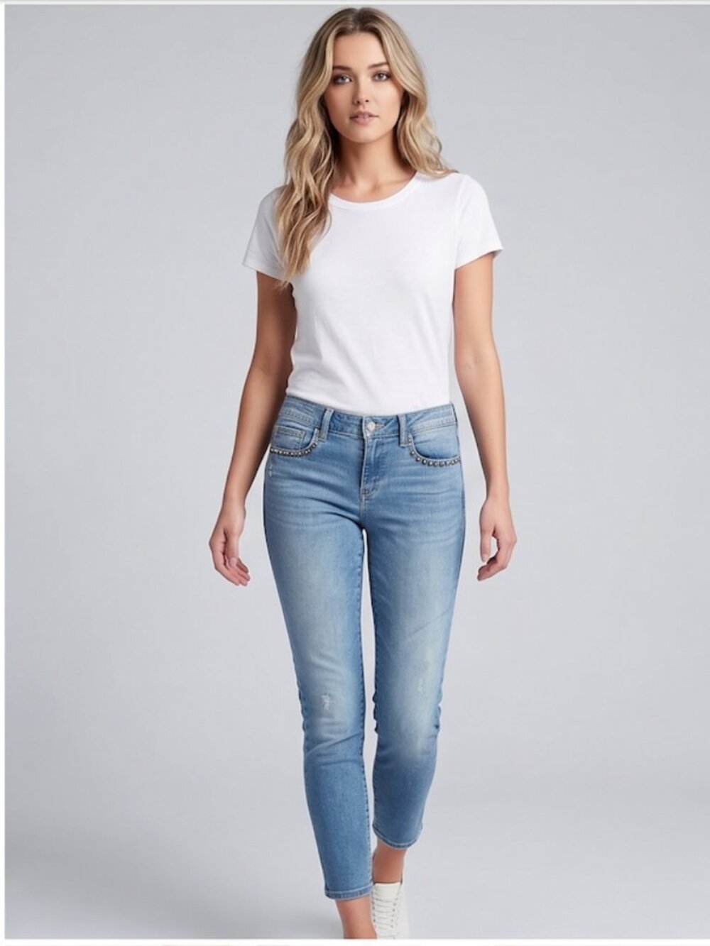 Gap Always Skinny Studded Pocket Jeans | Medium Wash Cropped Ankle Denim